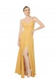 Site de Comprimento Chão Sem Mangas Chiffon Açafrão Linha A Vestidos de Madrinha