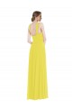 Site de Comprimento Chão Sem Mangas Chiffon Amarelo Linha A Vestidos de Madrinha