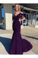 Site de Comboio Corte Sem Mangas Lantejoulas Veludo Ameixa Roxa Bainha Vestidos de Festa