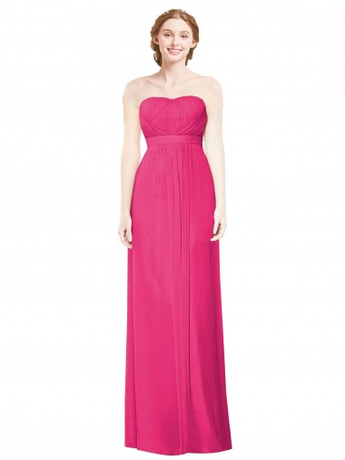 Site de Comprimento Chão Sem Mangas Chiffon Azaléia Linha A Vestidos de Madrinha