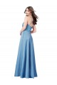 Site de Comprimento Chão Sem Mangas Cetim Azul Celeste Bainha Vestidos de Madrinha / Vestidos de Noite / Vestidos de Festa