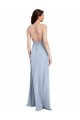 Site de Comprimento Chão Sem Mangas Crepe Esticado Azul Céu Claro Bainha Sem Mangas Vestidos de Madrinha / Vestidos de Noite / Vestidos de Festa