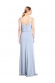 Site de Comprimento Chão Sem Mangas Crepe Esticado Azul Céu Claro Bainha Vestidos de Madrinha / Vestidos de Noite / Vestidos de Festa