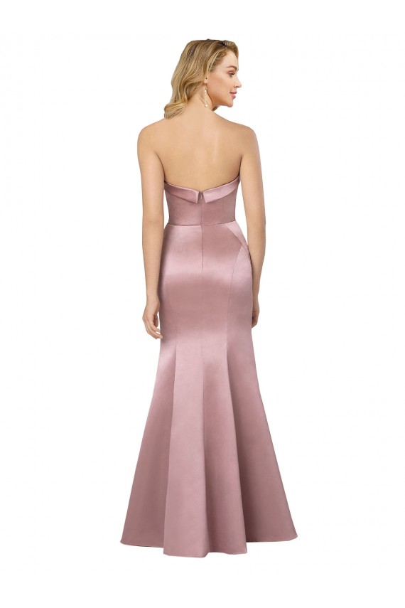 Site de Comprimento Chão Sem Mangas Cetim Azul Céu Claro Bainha Vestidos de Madrinha / Vestidos de Noite / Vestidos de Festa