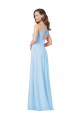 Site de Comprimento Chão Sem Mangas Chiffon Azul Céu Claro Linha A Vestido de Madrinha