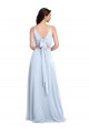 Site de Comprimento Chão Sem Mangas Chiffon Azul Céu Claro Linha A Sem Mangas Vestidos de Festa
