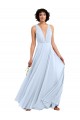 Site de Comprimento Chão Sem Mangas Chiffon Azul Céu Claro Linha A Vestidos de Madrinha / Vestidos Formais