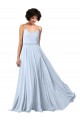 Site de Comprimento Chão Sem Mangas Chiffon Azul Céu Claro Linha A Vestido de Festa / Vestido de Madrinha