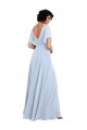 Site de Comprimento Chão Mangas Esvoaçantes, Mangas Divididas Chiffon Azul Céu Claro Linha A Vestidos de Madrinha