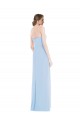 Site de Comprimento Chão Sem Mangas Chiffon Azul Céu Claro Linha A Vestido de Madrinha / Vestido de Festa