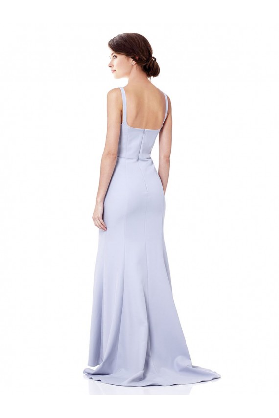 Site de Comprimento Chão Sem Mangas Crepe Esticado Azul Céu Claro Sereia Vestidos de Festa / Vestidos de Madrinha