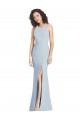 Site de Comprimento Chão Sem Mangas Crepe Esticado Azul Céu Claro Trombeta Sem Mangas Longo Cabeçada Vestidos de Madrinha / Vestidos de Festa