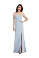 Site de Comprimento Chão Sem Mangas Crepe Esticado Azul Céu Claro Trombeta Sem Mangas Sem alças Vestidos de Madrinha / Vestidos de Festa