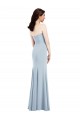 Site de Comprimento Chão Sem Mangas Crepe Esticado Azul Céu Claro Trombeta Sem Mangas Sem alças Vestidos de Madrinha / Vestidos de Festa