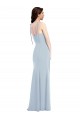 Site de Comprimento Chão Sem Mangas Crepe Esticado Azul Céu Claro Trombeta Sem Mangas Longo Sem alças Vestidos de Madrinha / Vestidos de Festa