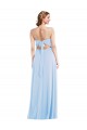 Site de Comprimento Chão Sem Mangas Chiffon Azul Céu Claro Linha A Vestidos de Madrinha / Vestidos de Noite