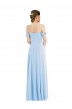 Site de Comprimento Chão Sem Mangas Chiffon Azul Céu Claro Linha A Sem Mangas Vestidos de Madrinha / Vestidos de Noite