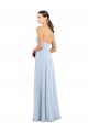 Site de Comprimento Chão Sem Mangas Chiffon Azul Céu Claro Linha A Sem Mangas Sem alças Vestidos de Madrinha