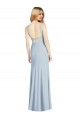 Site de Comprimento Chão Sem Mangas Crepe Esticado Azul Céu Claro Trombeta Vestidos de Madrinha / Vestidos de Noite