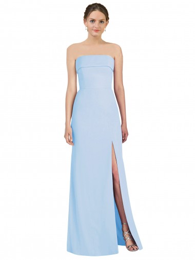 Site de Comprimento Chão Sem Mangas Chiffon Azul Céu Claro Trombeta Vestidos de Madrinha / Vestidos de Noite
