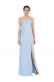 Site de Comprimento Chão Sem Mangas Chiffon Azul Céu Claro Trombeta Vestidos de Madrinha / Vestidos de Noite