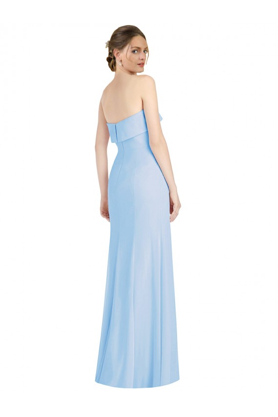 Site de Comprimento Chão Sem Mangas Chiffon Azul Céu Claro Trombeta Vestidos de Madrinha / Vestidos de Noite