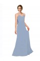 Site de Comprimento Chão Sem Mangas Chiffon Azul Empoeirado Linha A Sem Mangas Vestidos Formais / Vestidos de Madrinha