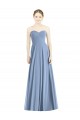 Site de Comprimento Chão Sem Mangas Chiffon Azul Empoeirado Linha A Vestido de Madrinha / Vestido de Noite
