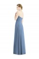 Site de Comprimento Chão Sem Mangas Chiffon Azul Empoeirado Linha A Vestido de Madrinha / Vestido de Noite