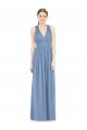 Site de Comprimento Chão Sem Mangas Chiffon Azul Empoeirado Linha A Vestidos Formais / Vestidos de Madrinha