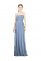 Site de Comprimento Chão Sem Mangas Chiffon Azul Empoeirado Linha A Sem Mangas Vestido Formais / Vestido de Madrinha