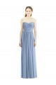 Site de Comprimento Chão Sem Mangas Chiffon Azul Empoeirado Linha A Vestido Formais / Vestido de Madrinha
