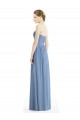 Site de Comprimento Chão Sem Mangas Chiffon Azul Empoeirado Linha A Vestido Formais / Vestido de Madrinha