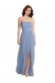 Site de Comprimento Chão Sem Mangas Chiffon Azul Empoeirado Linha A Vestidos de Noiva / Vestidos de Festa