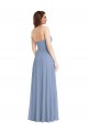Site de Comprimento Chão Sem Mangas Chiffon Azul Empoeirado Linha A Vestidos de Noiva / Vestidos de Festa