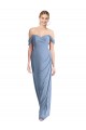 Site de Comprimento Chão Sem Mangas Chiffon Azul Empoeirado Sereia Vestidos de Madrinha