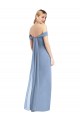 Site de Comprimento Chão Sem Mangas Chiffon Azul Empoeirado Sereia Vestidos de Madrinha