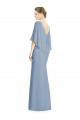 Site de Comprimento Chão Sem Mangas Chiffon Azul Empoeirado Trombeta Vestidos de Madrinha