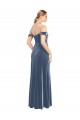Site de Comprimento Chão Sem Mangas Veludo Elástico Azul Empoeirado Linha A Sem Mangas Sem alças Vestidos de Madrinha / Vestidos de Festa