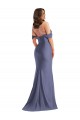 Site de Comprimento Chão Sem Mangas Cetim Sedoso Azul Francês Sereia Vestidos de Madrinha / Vestidos de Noite / Vestidos de Festa
