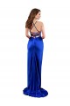 Site de Comprimento Chão Sem Mangas Cetim Sedoso Azul Real Bainha Vestidos de Madrinha / Vestidos de Noite / Vestidos de Festa