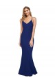 Site de Comprimento Chão Sem Mangas Crepe Esticado Azul Real Bainha Vestidos de Madrinha / Vestidos de Noite / Vestidos de Festa