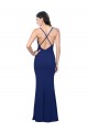 Site de Comprimento Chão Sem Mangas Crepe Esticado Azul Real Bainha Vestidos de Madrinha / Vestidos de Noite / Vestidos de Festa