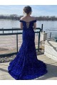Site de Comboio Varredela Sem Mangas Lantejoulas Veludo Azul Real Bainha Vestidos de Festa