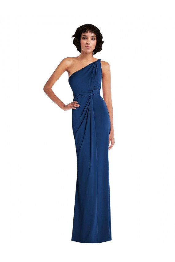 Site de Comprimento Chão Sem Mangas Spandex Azul Real Bainha Vestidos de Madrinha / Vestidos de Festa