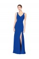 Site de Comprimento Chão Sem Mangas Chiffon Azul Real Bainha Vestidos de Madrinha