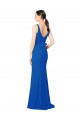 Site de Comprimento Chão Sem Mangas Chiffon Azul Real Bainha Vestidos de Madrinha