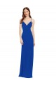Site de Comprimento Chão Sem Mangas Chiffon Azul Real Linha A Sem Mangas Decote V Longo Buraco da fechadura Vestidos de Madrinha