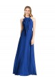 Site de Comprimento Chão Sem Mangas Chiffon Azul Real Linha A Sem Mangas Cabeçada Longo Costas em V Vestidos de Madrinha
