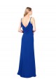 Site de Comprimento Chão Sem Mangas Chiffon Azul Real Linha A Sem Mangas Longo Amor Vestidos de Madrinha